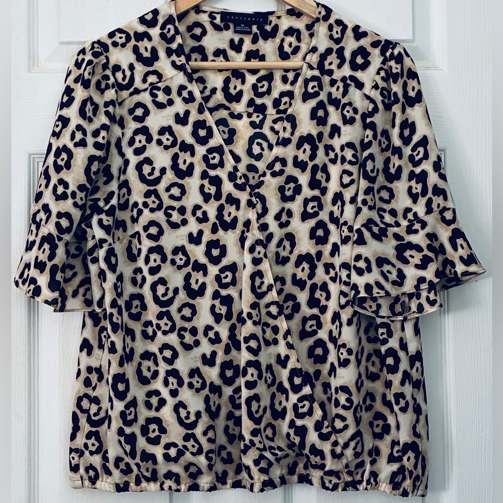 Sanctuary Animal Print V-Neck Blouse